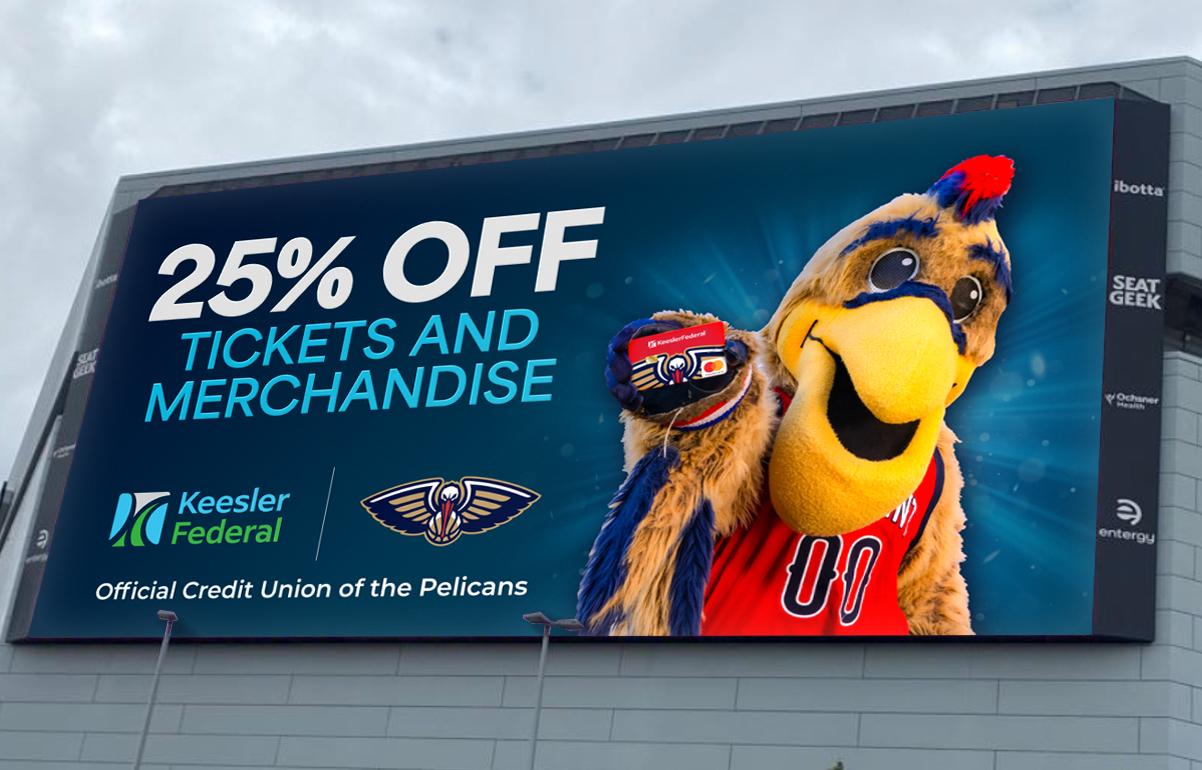 KFCU Pelicans Stadium Marquee